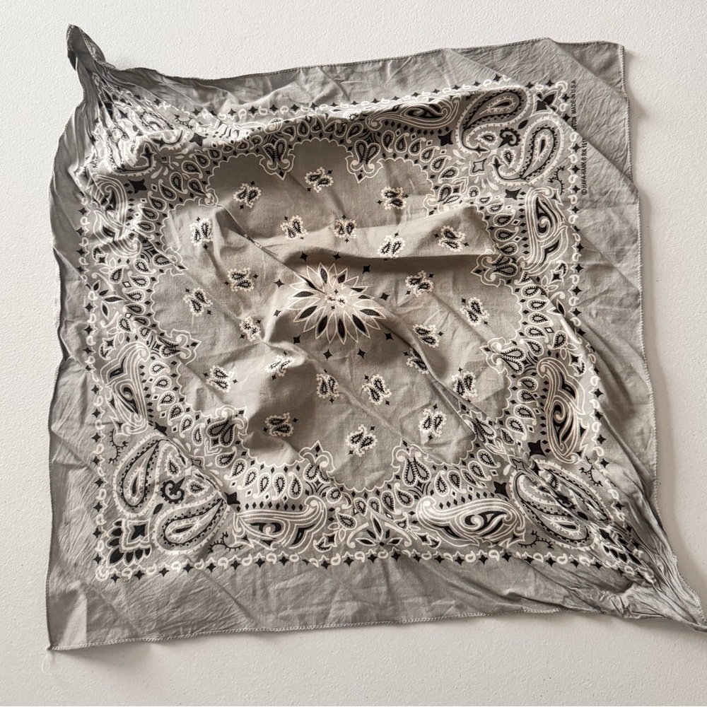Neutral Gray Paisley Bandana Scarf - Home Accents